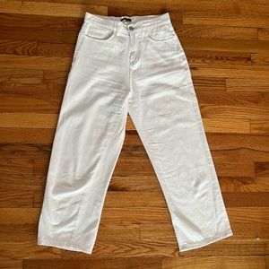 White denim, straight legged, cropped pants